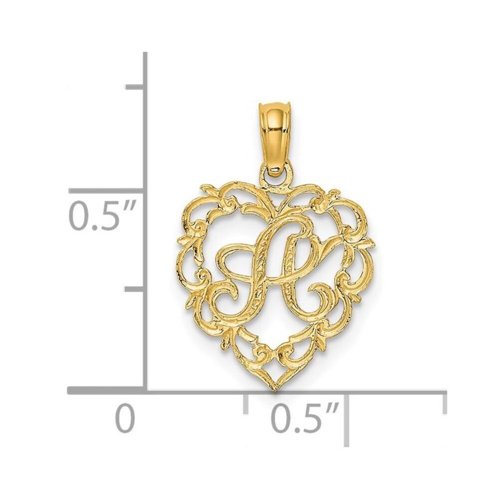 14k Yellow Gold Heart Script Letter A Initial Cha… - image 3